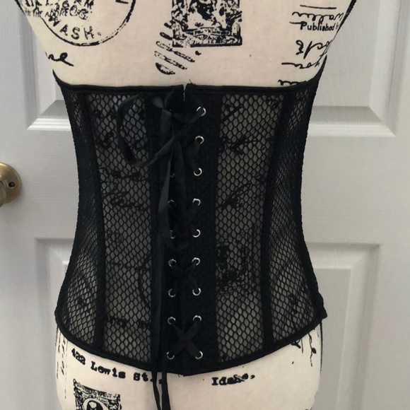 Charmian black stretch fishnet corset - Picture 4 of 6
